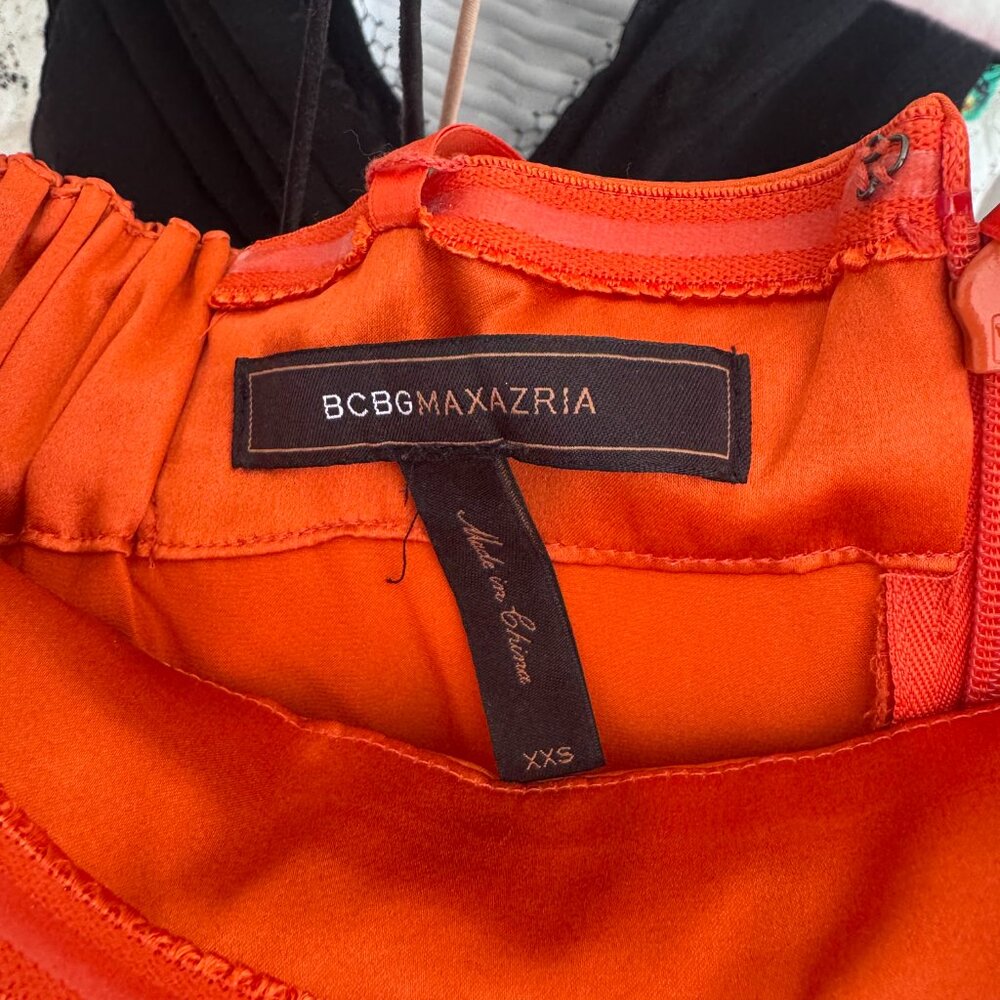 Sleeveless Silk Orange Party Mini Dress w/ Belt and Pockets BCBGMaxAzria XXS - Picture 7 of 8